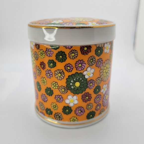 Vintage Porcelian Trinket Boxes Bathroom Vanity Set Powder Container Flower... - Picture 7 of 11